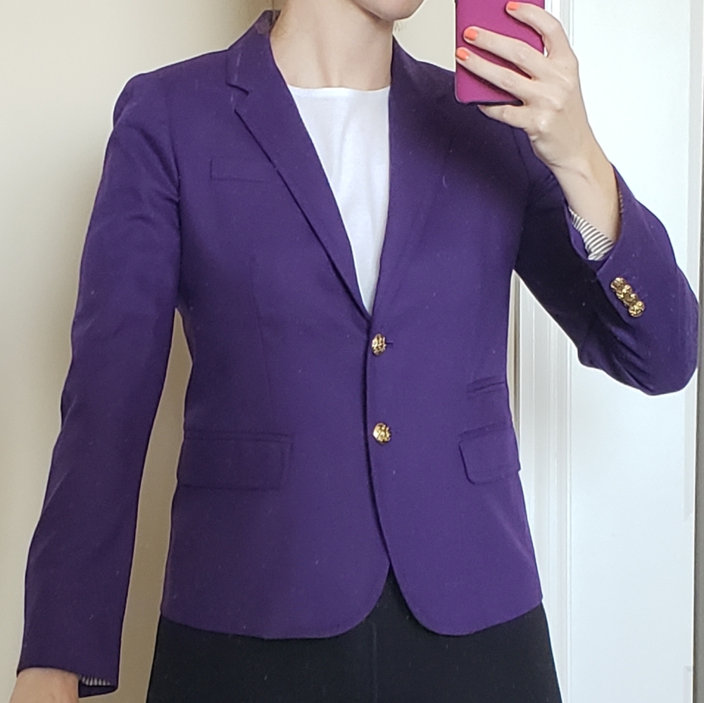 J.Crew Purple 100% Wool Schoolboy Blazer